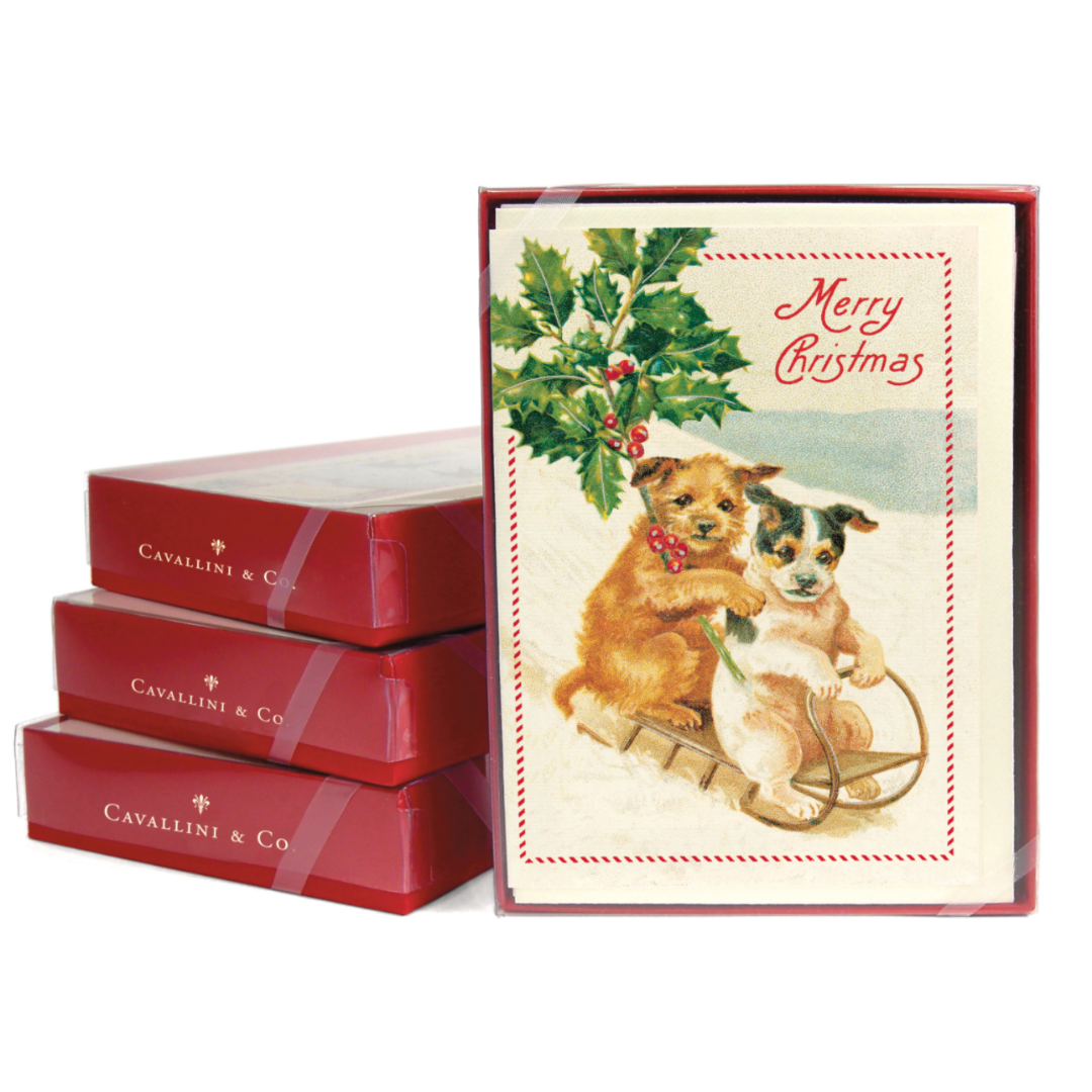 Cavallini & Co. Boxed Note Cards - Christmas Dogs