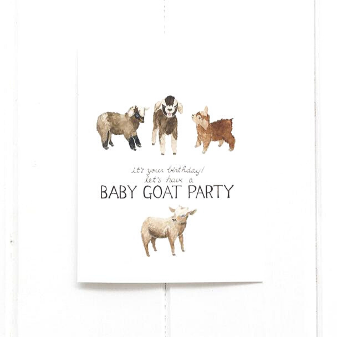 Baby Goat Birthday Party Card