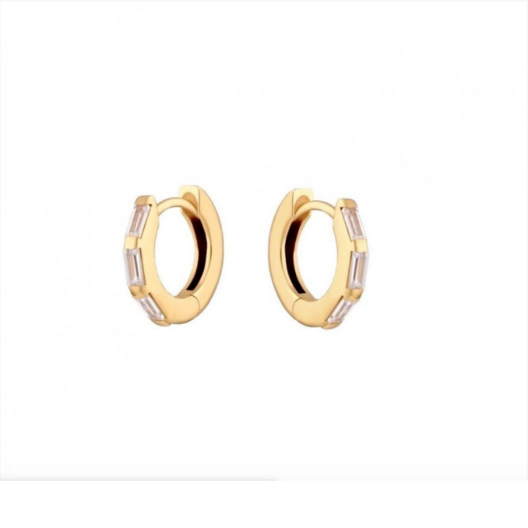 Baguette Huggie Hoops Gold
