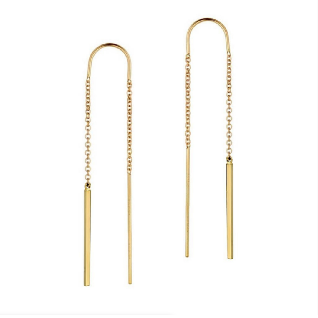 Bar Threader Earrings Gold
