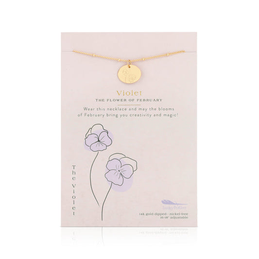 Birth Month Flower Necklace - Violet (February)