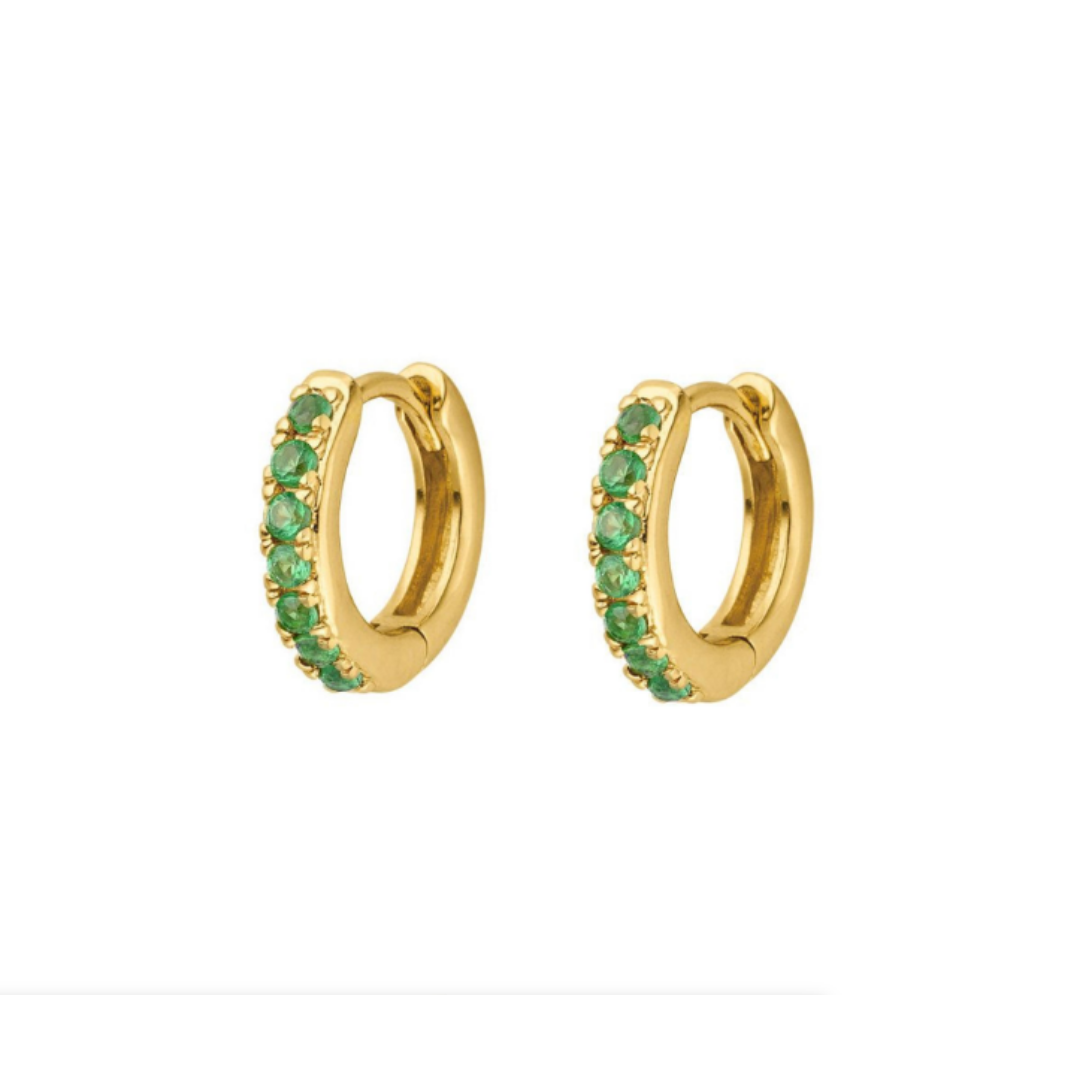 Emerald Pave Huggies Gold