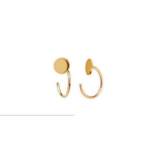 Little Disc Huggie Earrings-Gold