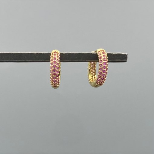 GF Pink Pave CZ Encrusted Huggies