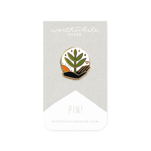 Grow Worthwhile Paper Enamel Pin