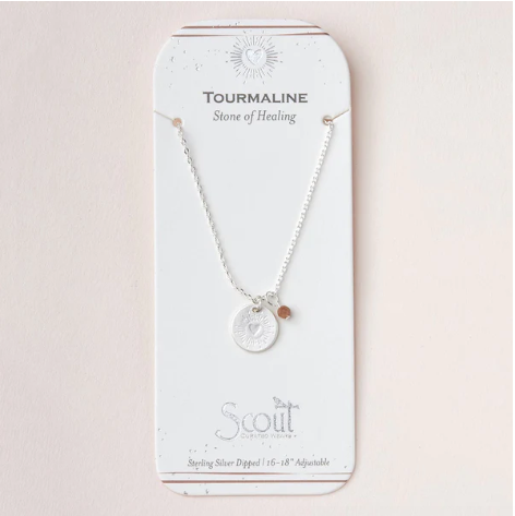 Intention Charm Necklace - Tourmaline / Silver