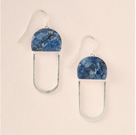 Modern Stone Chandelier Earring - Lapis / Silver