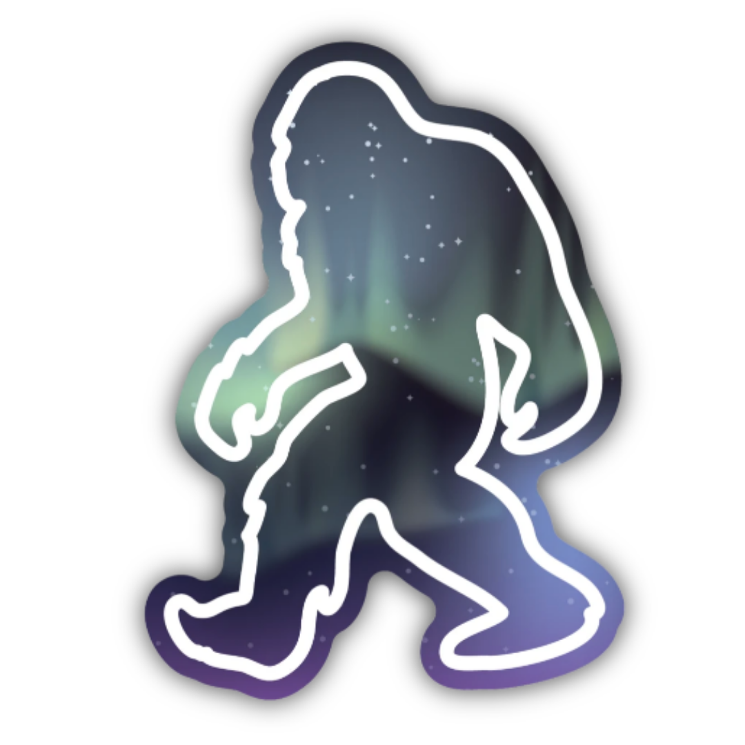 Northern Lights Sasquatch/Large Printed Sticker