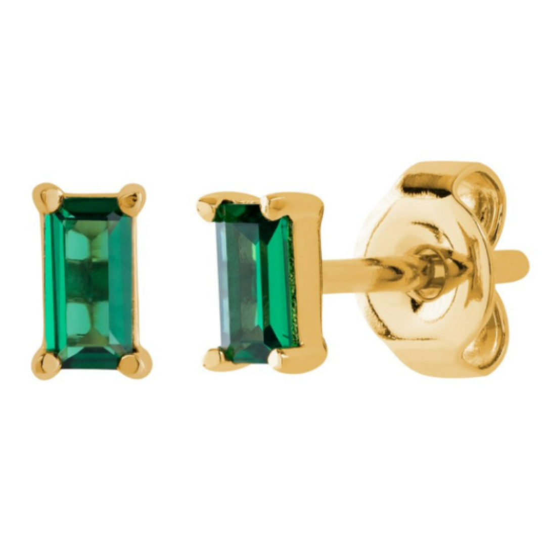 GF Emerald Baguette Studs