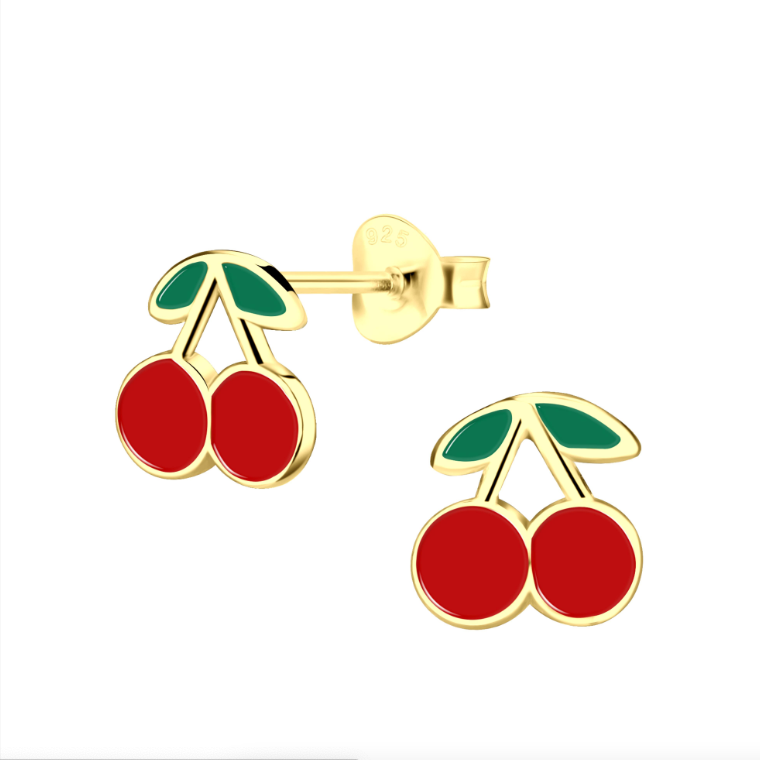 SS Cherries Enamel Studs