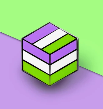 Genderqueer Flag Cube Enamel Pin