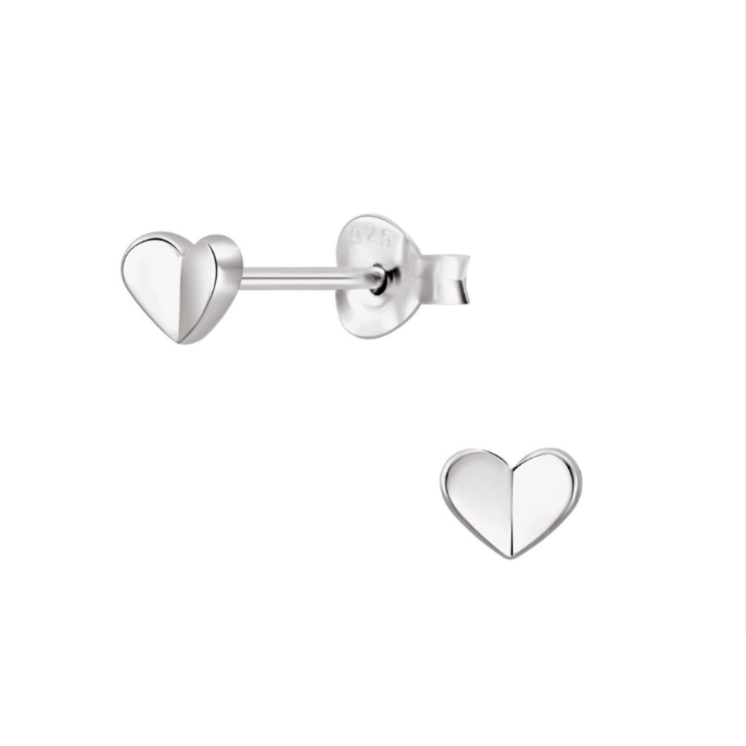 Silver Flutter Heart Studs