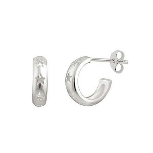 Silver Tinkle Starry Hoops