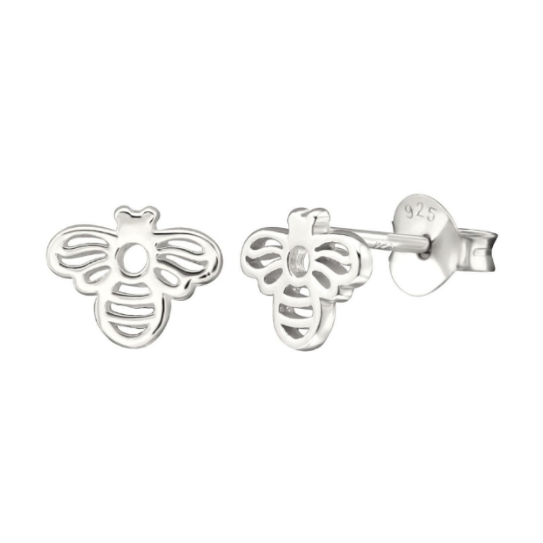Silver Honey Bee Studs