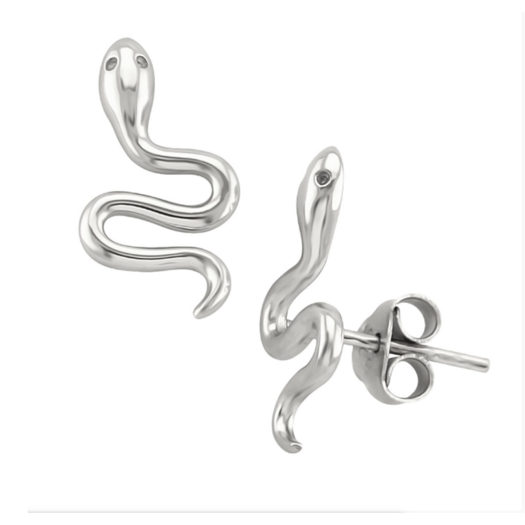 Silver Snake Slither Studs
