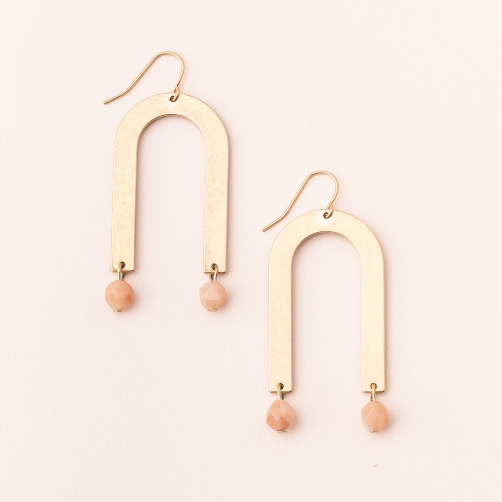 Stone Arches Earring - Gold/ Sunstone Stone of Energy