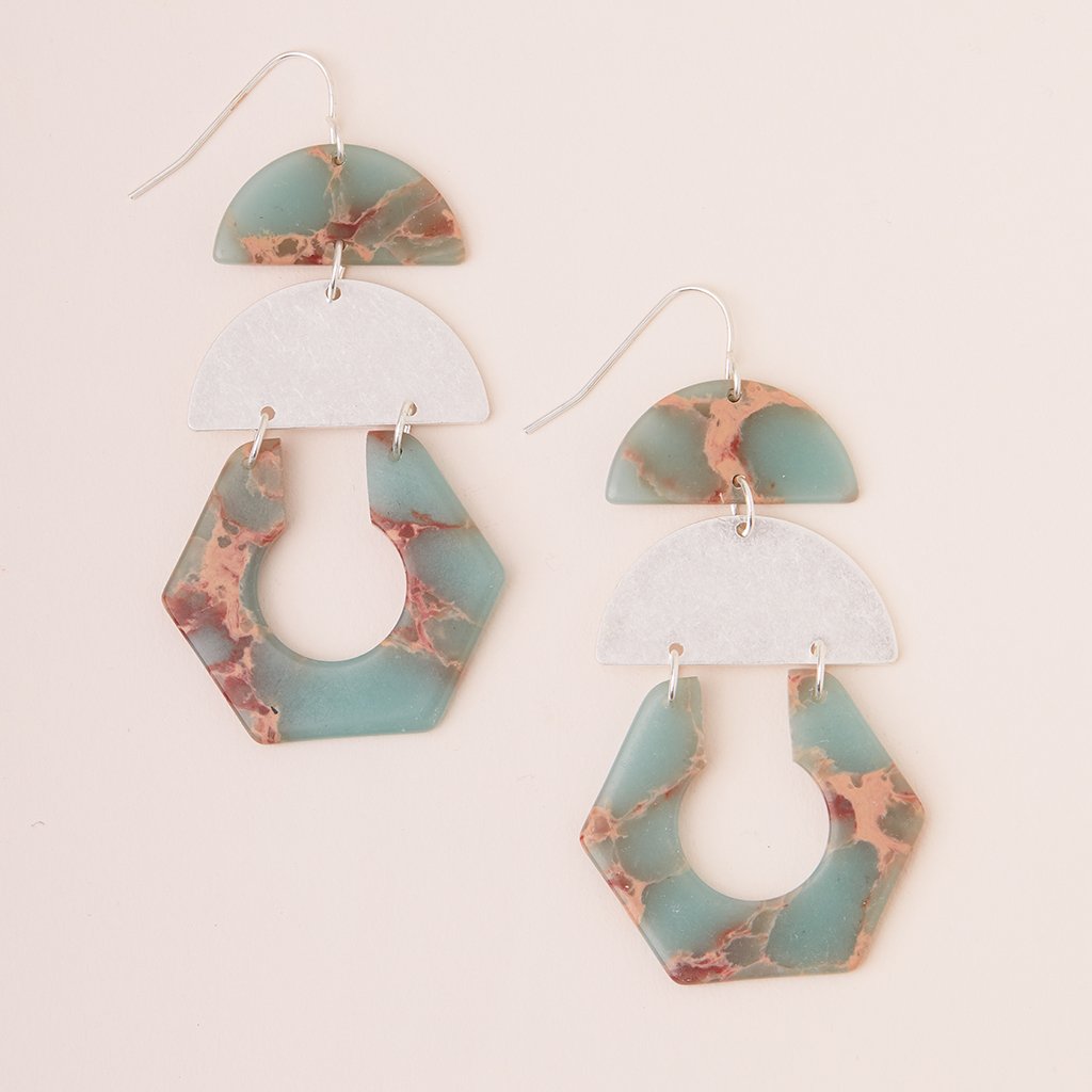 Stone Cutout Earring - Aqua Terra / Silver