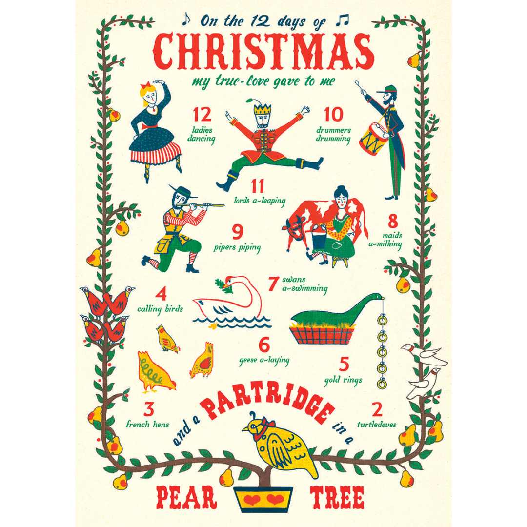 Cavallini & Co. Wrap - Twelve Days of Christmas