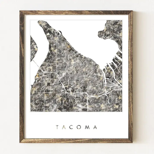 Turn of the Centuries - Tacoma Washington Painted Map - Coal