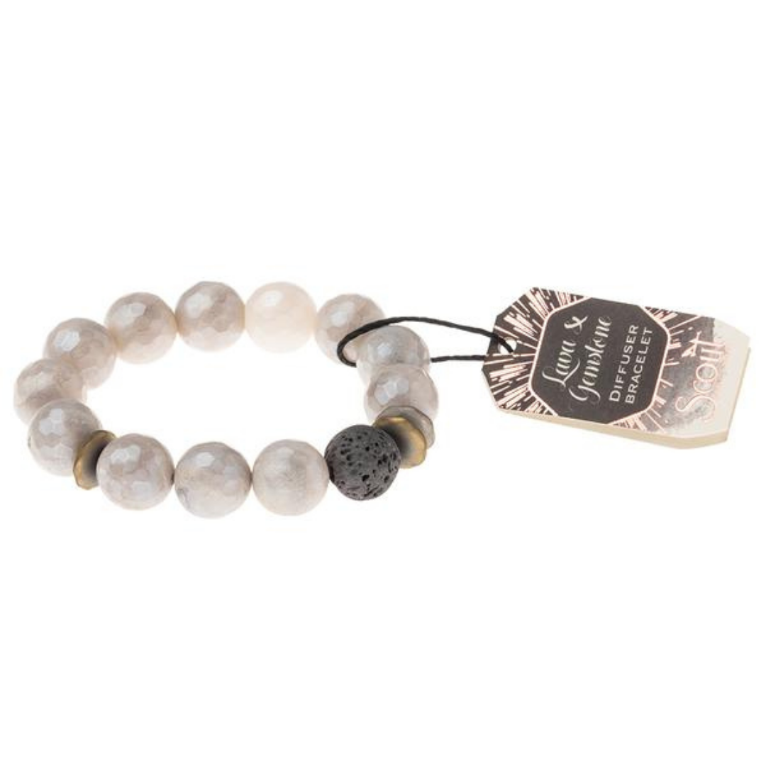 Lava & Gemstone Diffuser Bracelet - Champagne