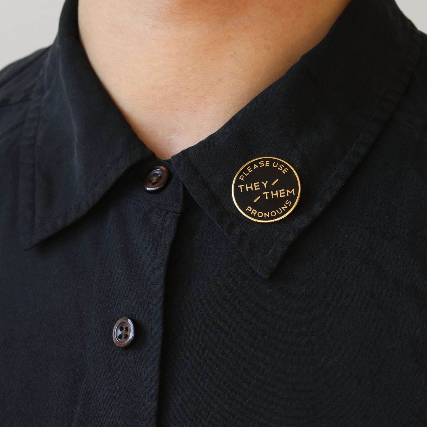 Enamel Pronoun Pin: They/Them - Black
