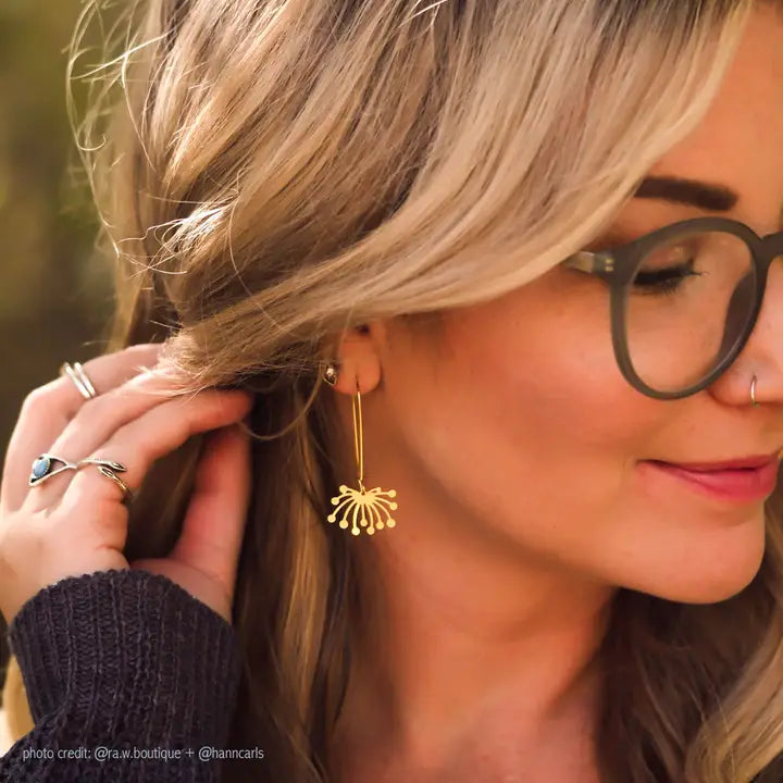 Dandelion Fluff Leaf Earrings