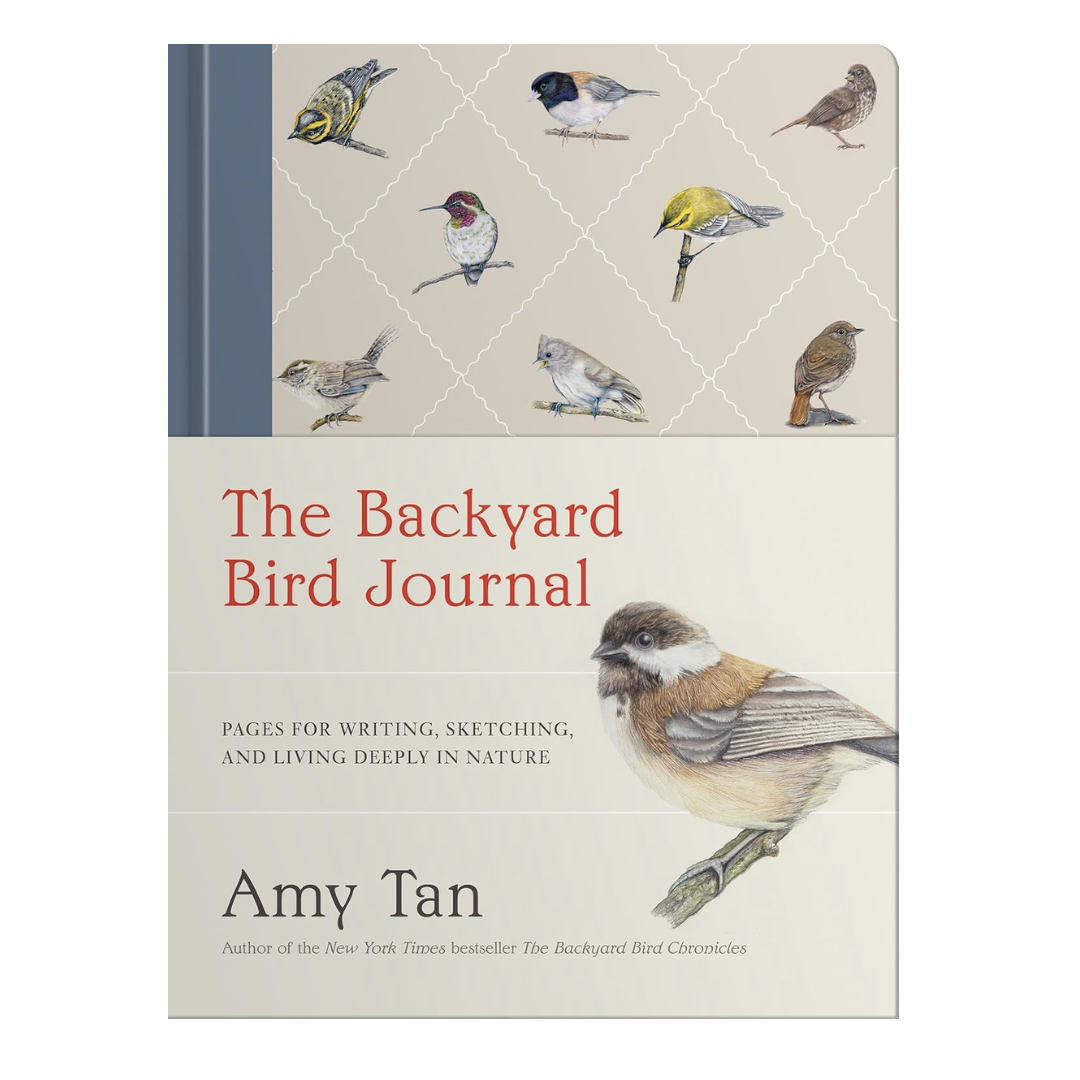 'The Backyard Bird Journal' by Amy Tan with bird illustrations 