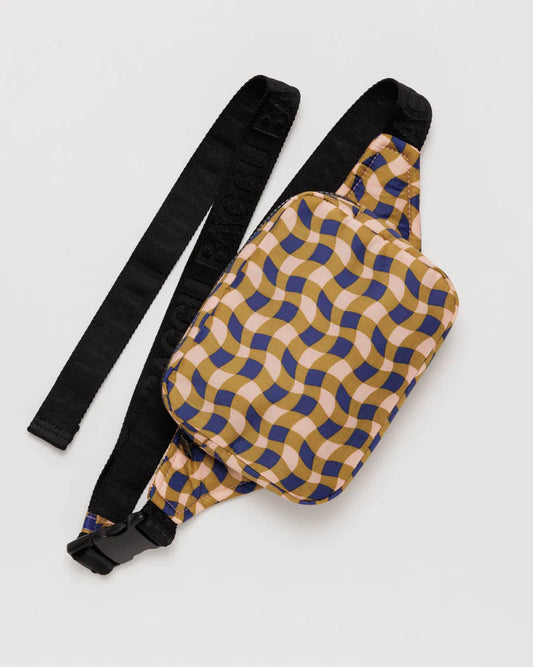 Baggu Puffy Fanny Pack - Wavy Gingham Peach