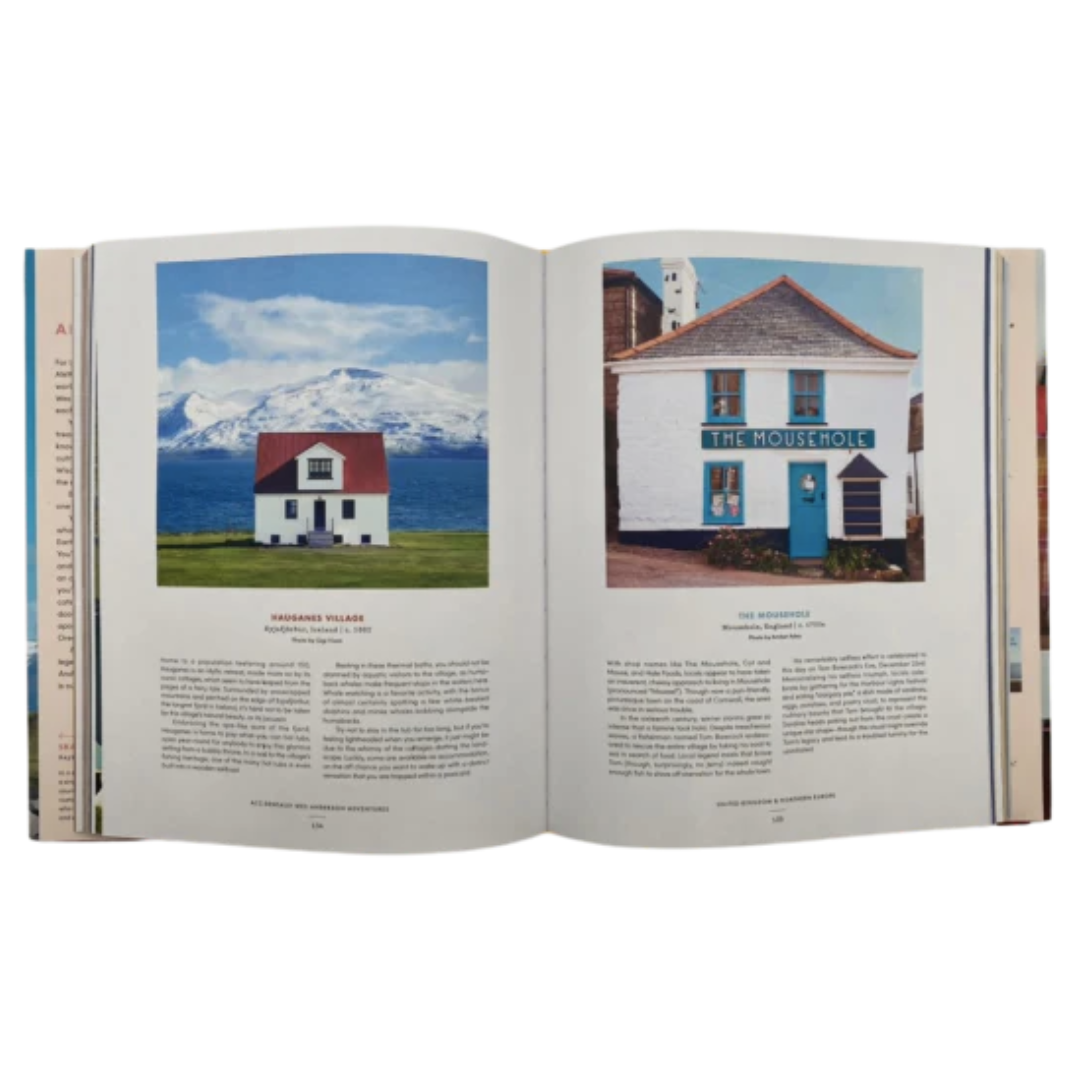 Sample pages from Accidentally Wes Anderson: Adventures with beautiful images of unique buildings and text about the locations