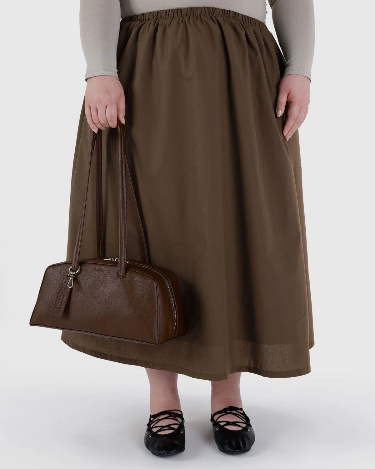 Baggu Recycled Leather Bowler Bag - Brown