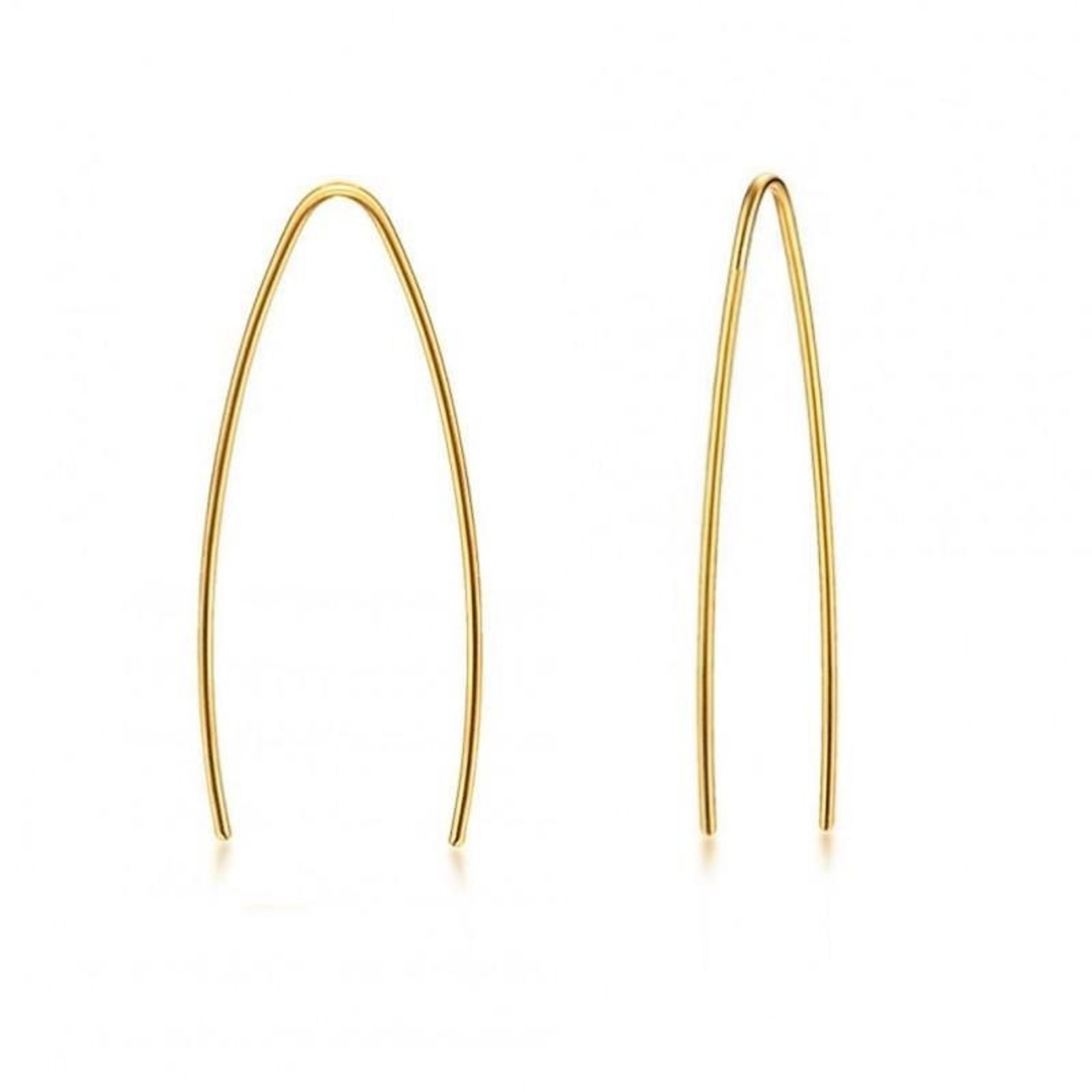 V Gold Arc Line Earrings
