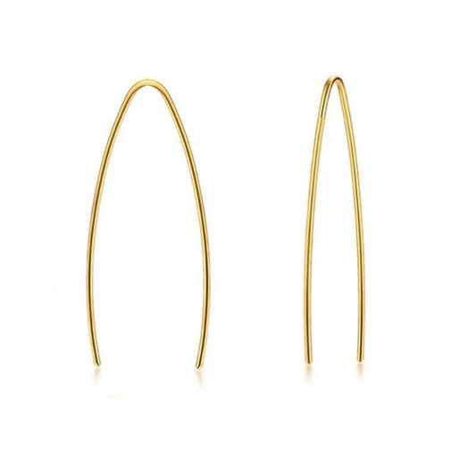V Gold Arc Line Earrings