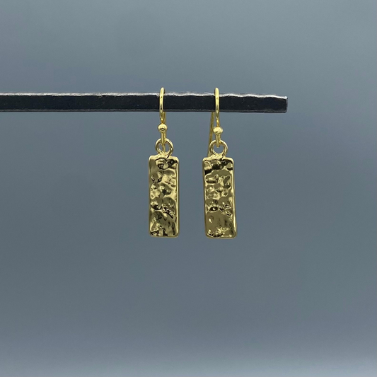 GF Hammered Rectangle Earrings