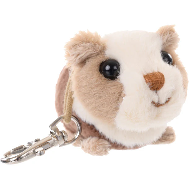 plush guinea pig keychain is brown and white