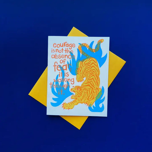 Courage Tiger Encouragement Riso Greeting Card