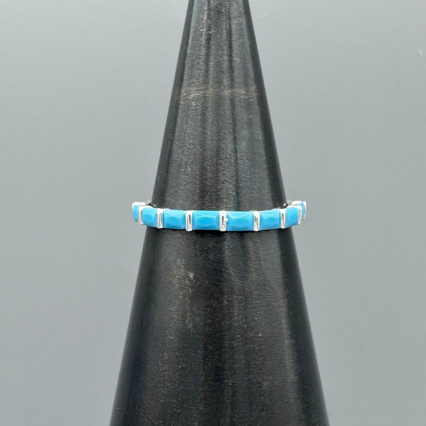 SS Inlayed Turquoise CZ Band