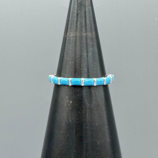 SS Inlayed Turquoise CZ Band