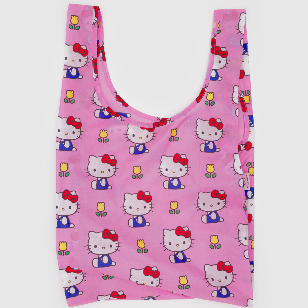 Pink reusable bag with Hello Kitty pattern 