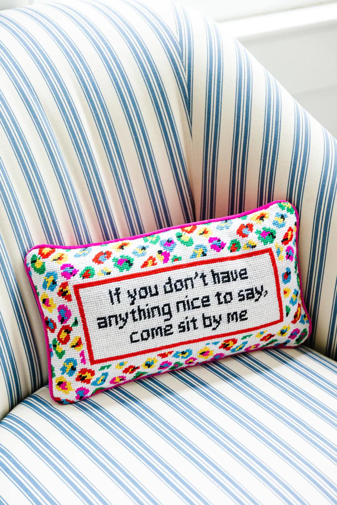 Furbish Needlepoint Pillow - Come Sit By Me