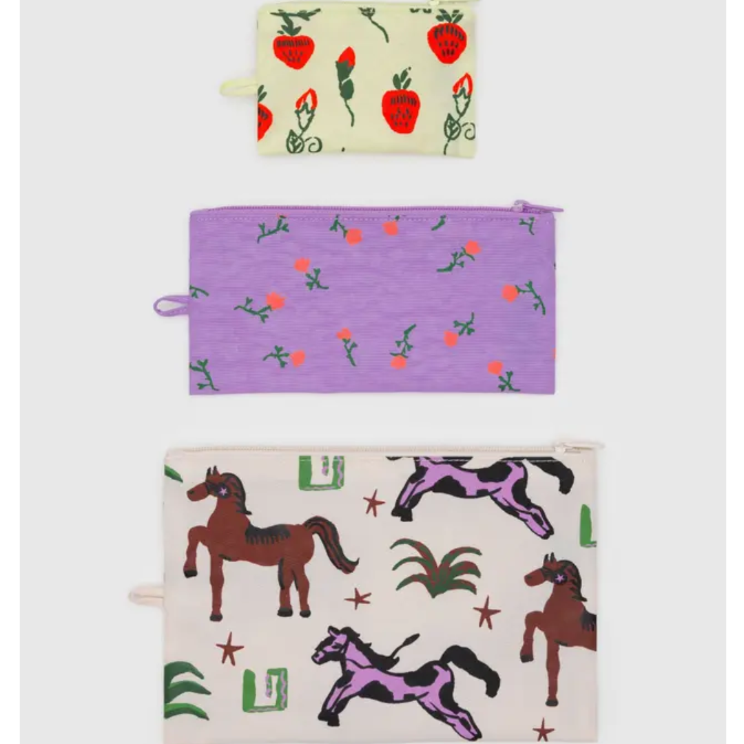 Set of three western patterned pouches- small, medium, and large