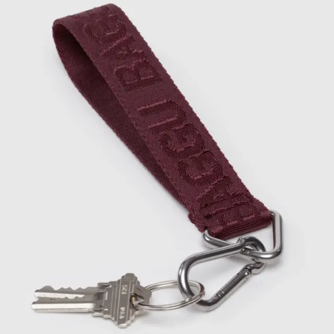Maroon keychain with keys