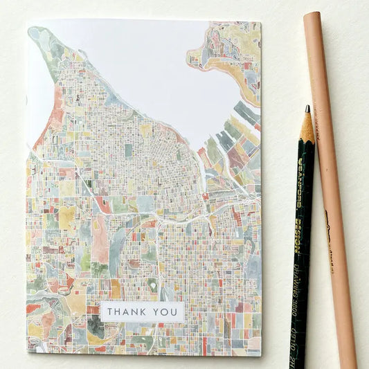 Turn of the Centuries - Thank You Card ColorFULL Tacoma WA Map