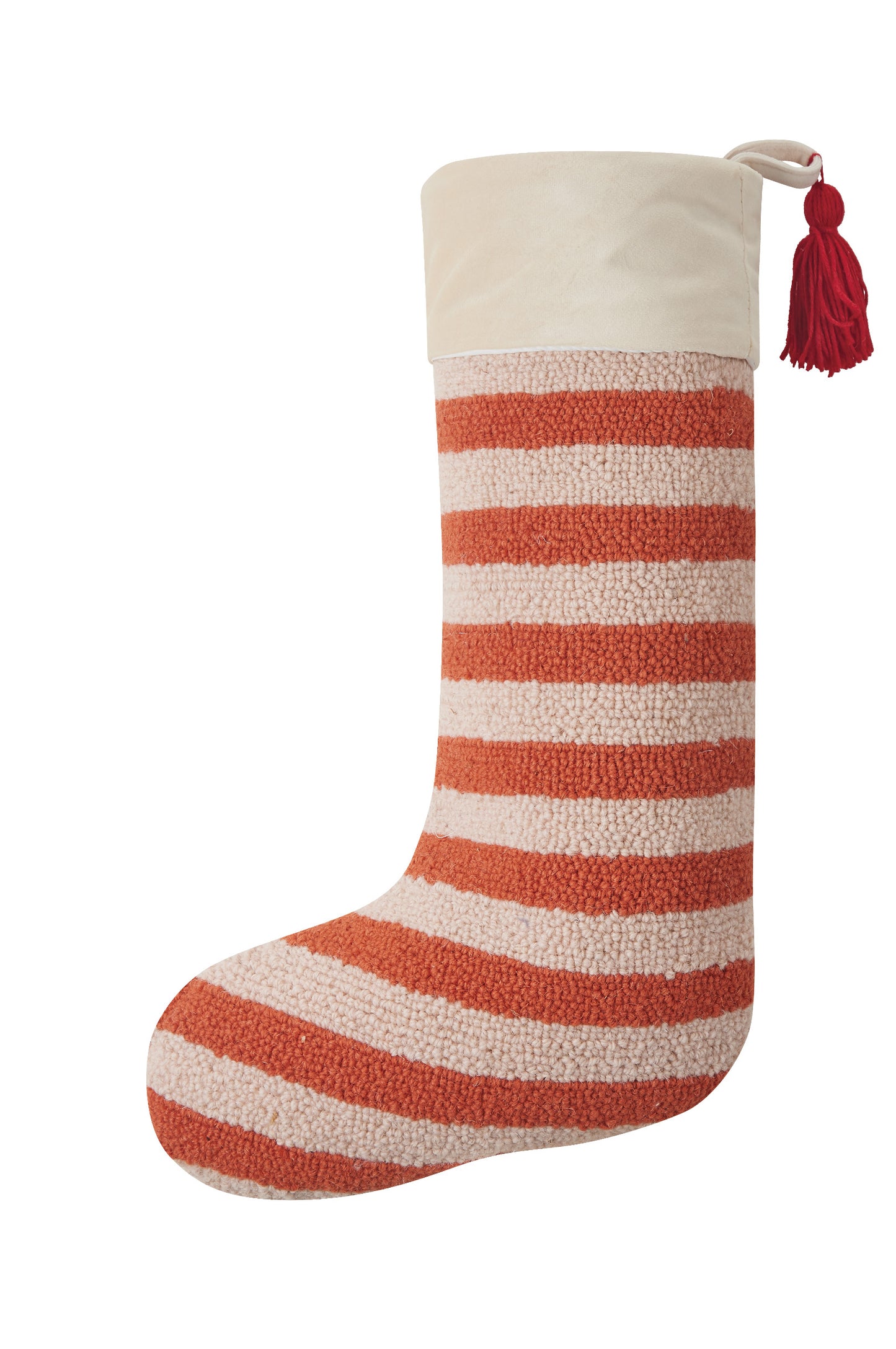 Orange Stripe w/ Pom Tassel Hook Stocking