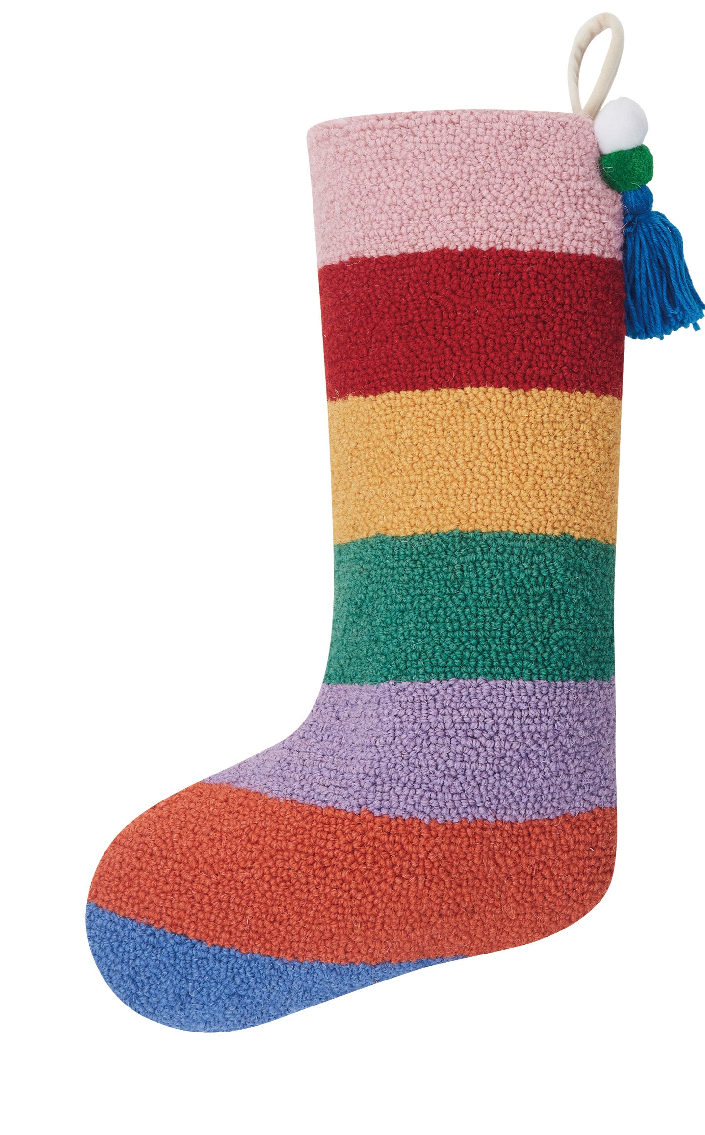 Rainbow Stripe w/ Pom Tassel Hook Stocking