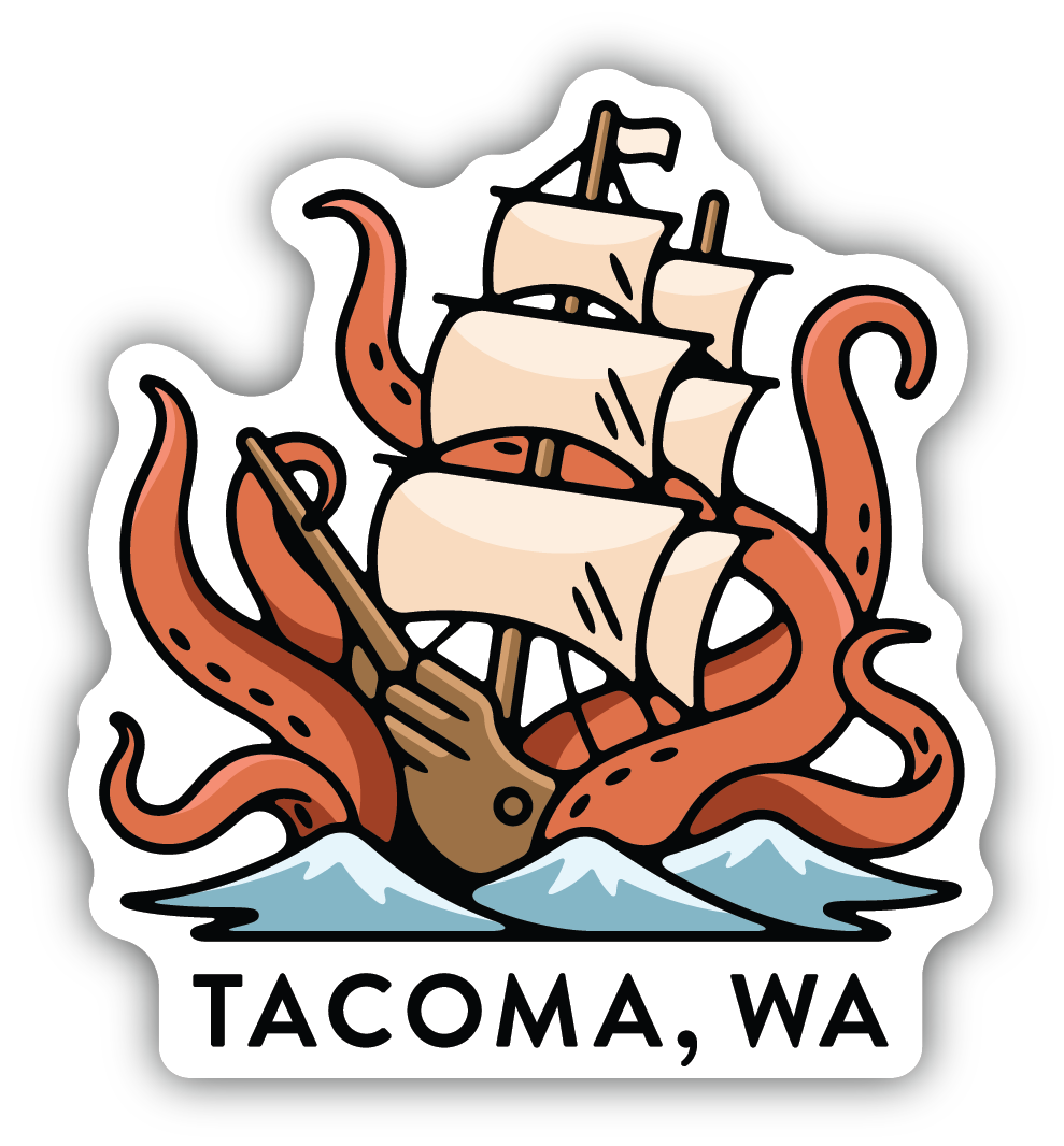 Tacoma, WA Kraken and Ship ND Sticker