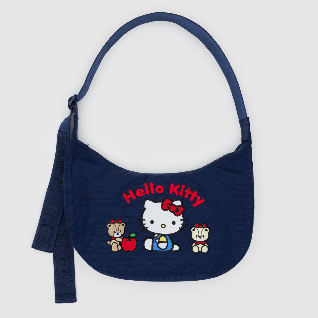 Navy blue bag with Hello Kitty embroidered design 