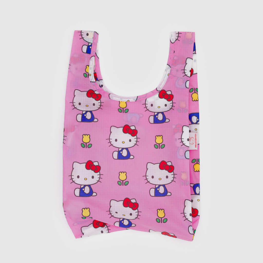 Pink reusable bag with Hello Kitty pattern 