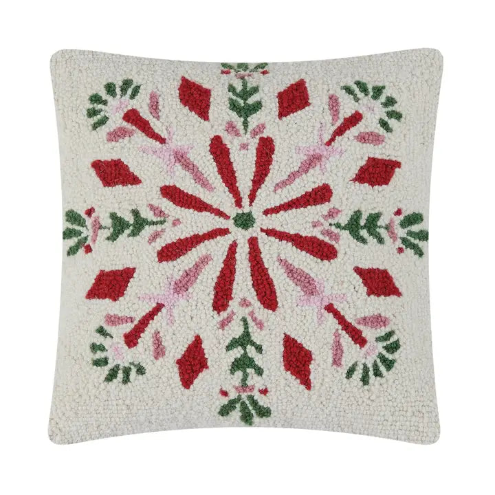 Festive Folk Snowflake Hook Pillow