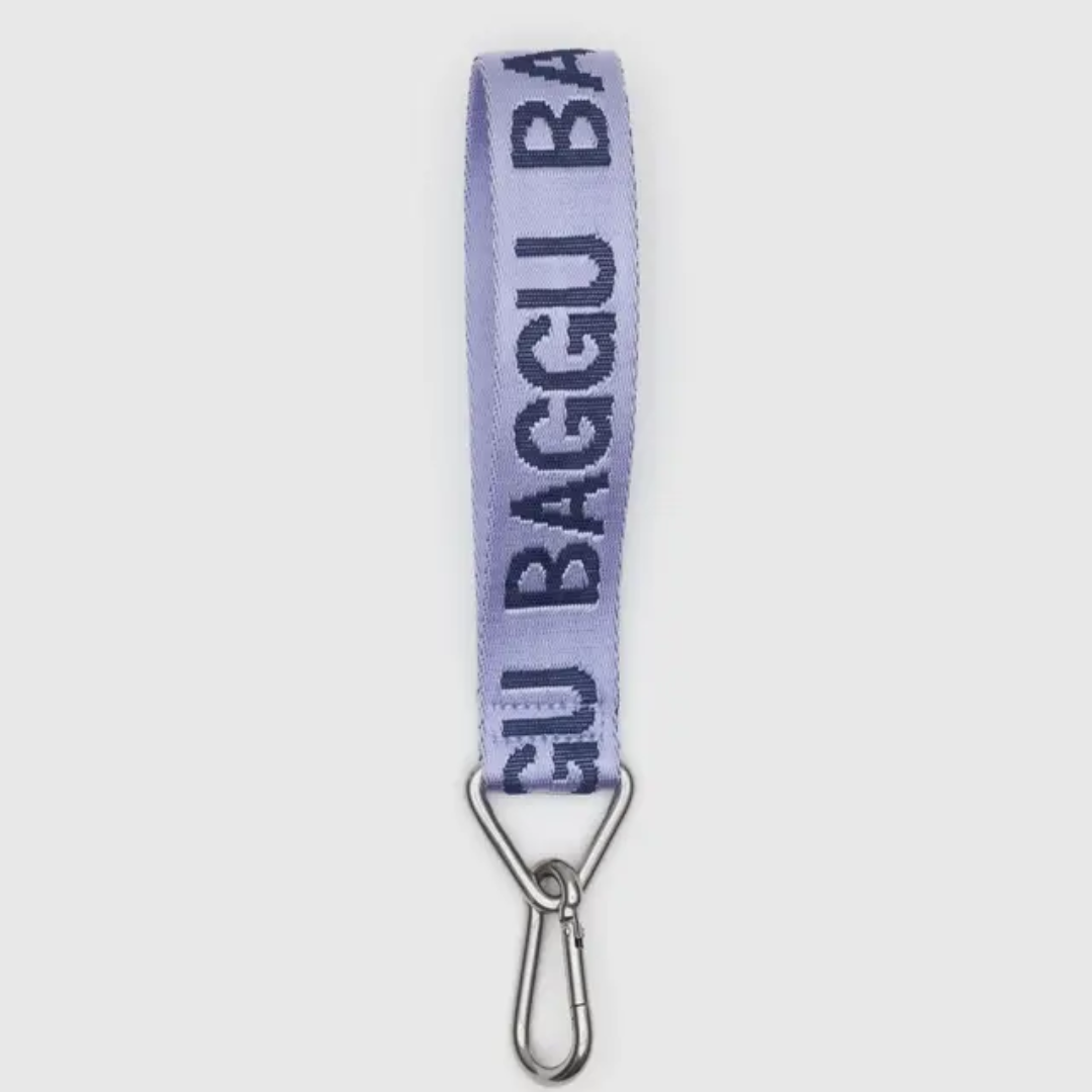 Dusty lilac Baggu strap keychain with silvertone clip