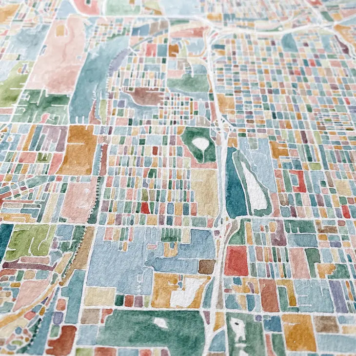 Turn of the Centuries - Tacoma Washington Painted Map - ColorFULL
